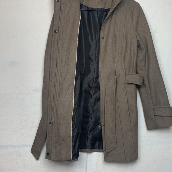 Calvin Klein womens size 4 pea coat small wool blend tan tie hooded business pr - Picture 6 of 10